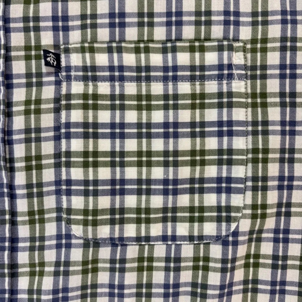 Brooks Brothers 346 Mens Large Plaid Short Sleeve Button Down Shirt Blue‎ Green